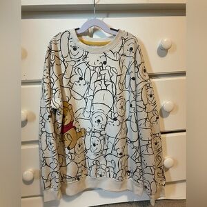 Disney Winnie the Pooh All Over Line Art Graphic Sweater